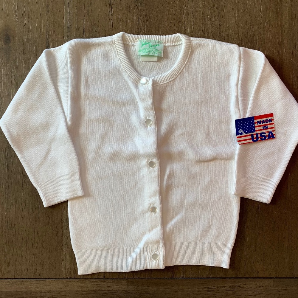 New Child's 100% Acrylic White Cardigan Sweater